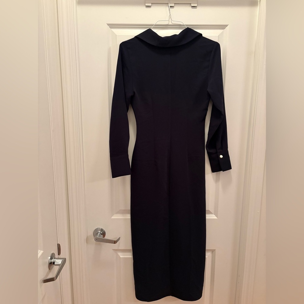 Zara Navy Zippered Shirt Midi Dress Size Small - Picture 10 of 15